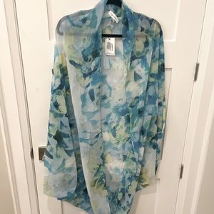 Calvin Klein Bathing Suit Cover Up Teal and Yellow Floral BNWT